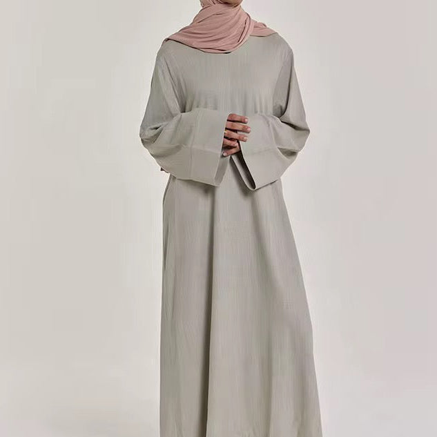 THE MINIMAL WIDE SLEEVE LINEN CLOSED ABAYA