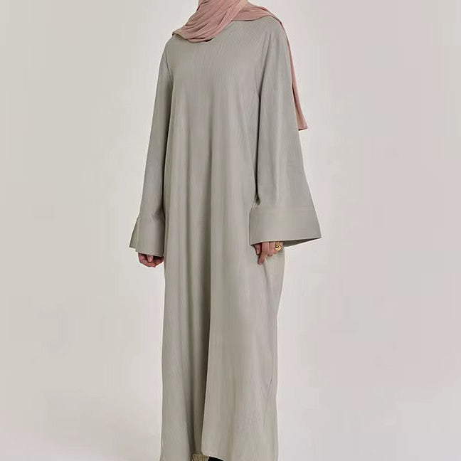 THE MINIMAL WIDE SLEEVE LINEN CLOSED ABAYA